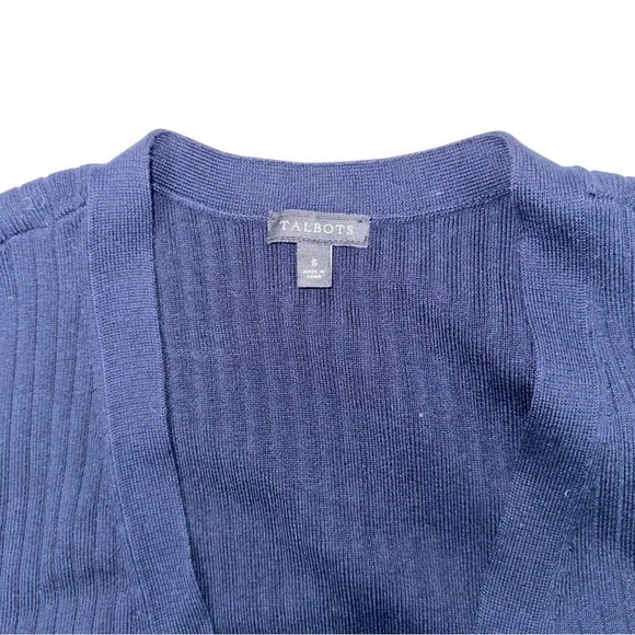 Talbots Long Duster Cardigan Ribbed Cotton Gold Button down Sz Small - Picture 6 of 8